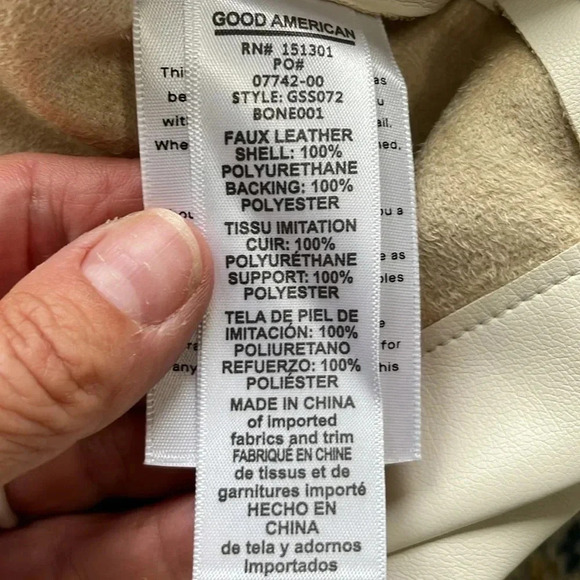 Good American Resort Faux Leather Short Sleeve Button-Up Shirt Bone Women’s 2X - Picture 10 of 13